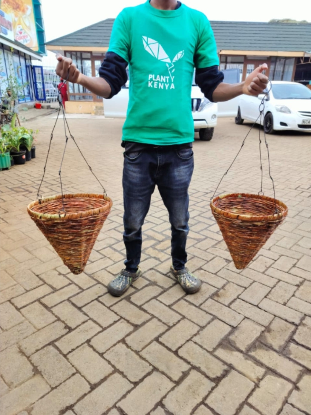 Cone Hanging Wicker Basket