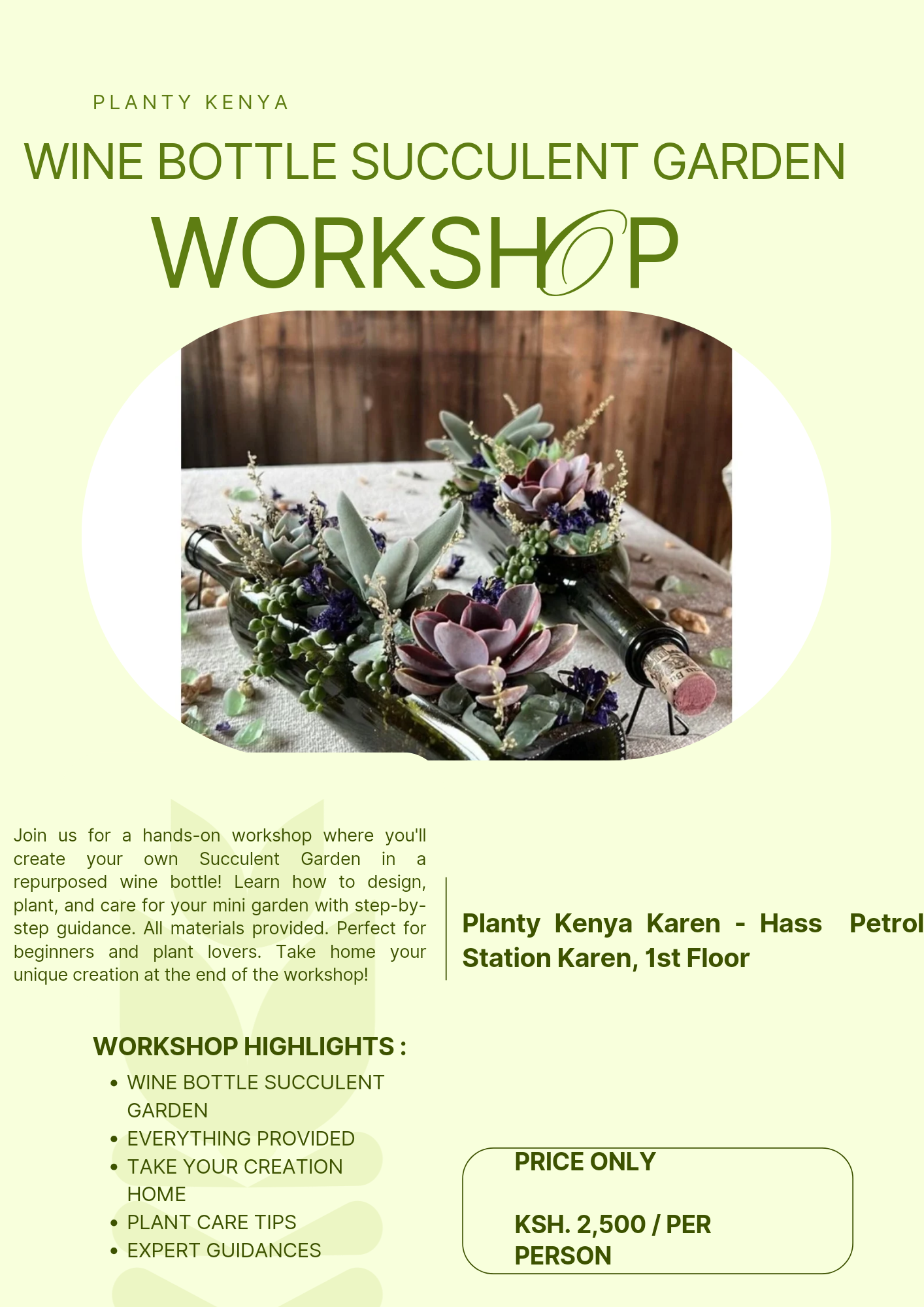 Wine Bottle Succulent Garden Workshop