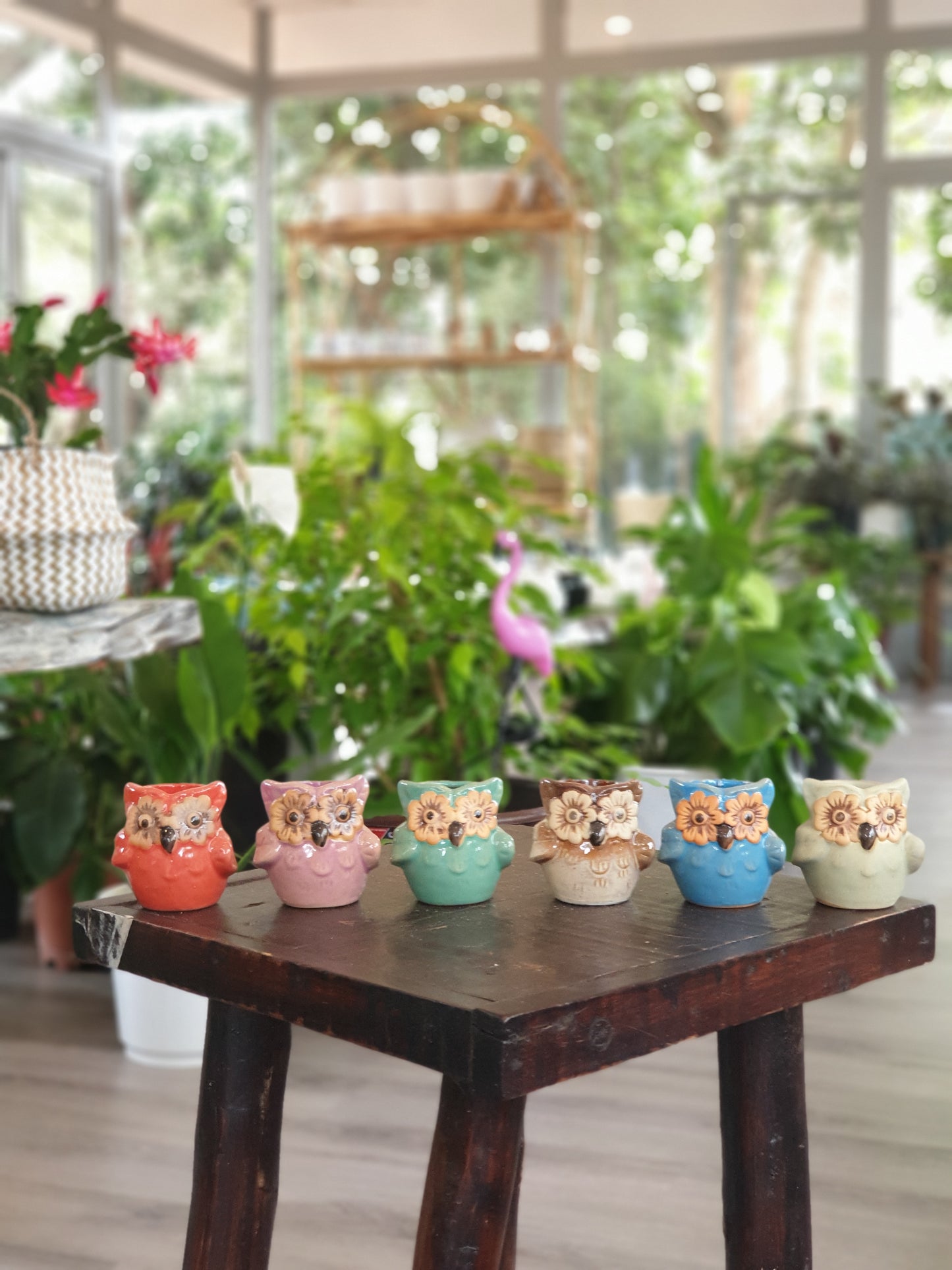 Owl Ceramic Planter "Flower"